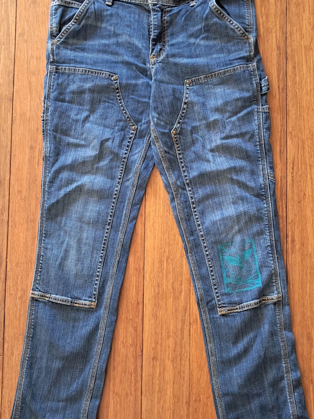Carhartt Blue Slim Straight Women's Jeans with Utility Pockets